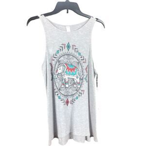 No Boundaries Women’s XL Gray Graphic Sleeveless Tank Top